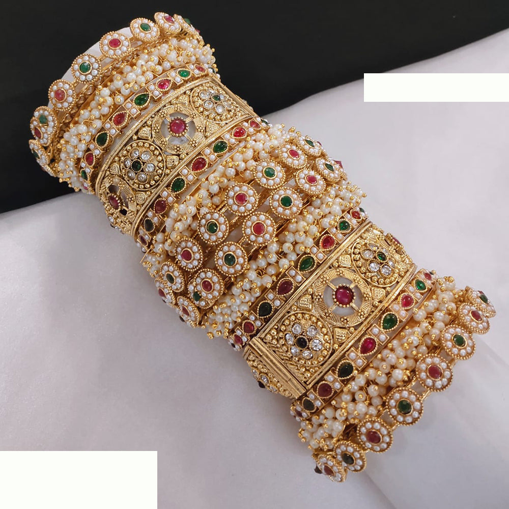 FS Collection Traditional Bridal Chura with Pota Stone and Pearl Embellishments