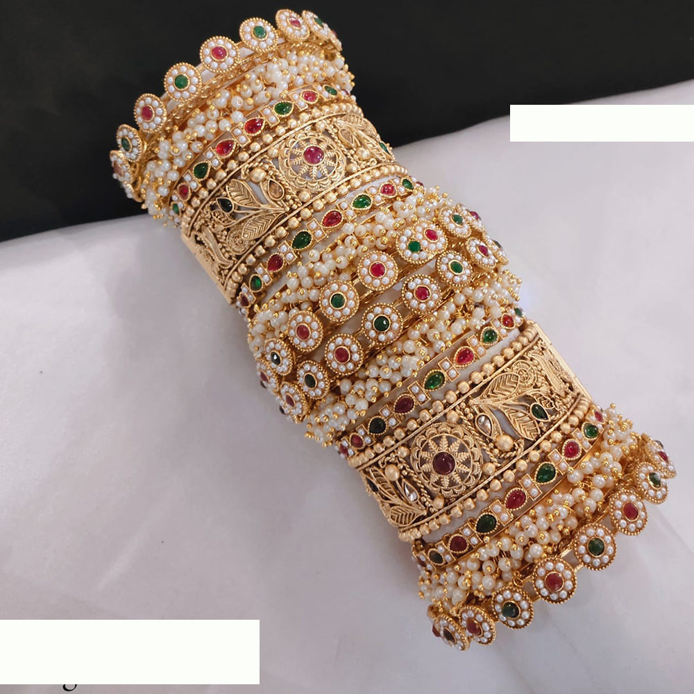 FS Collection Traditional Bridal Chura with Pota Stone and Pearl Embellishments