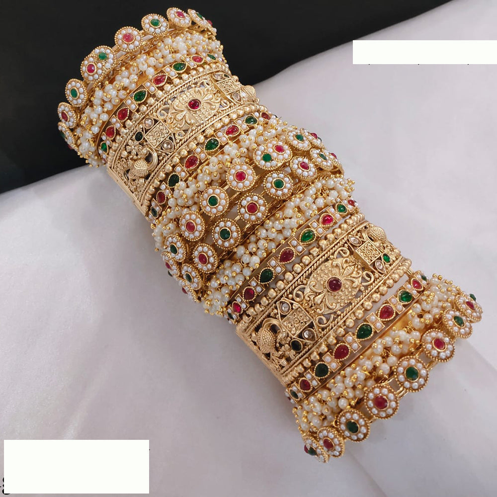 FS Collection Traditional Bridal Chura with Pota Stone and Pearl Embellishments