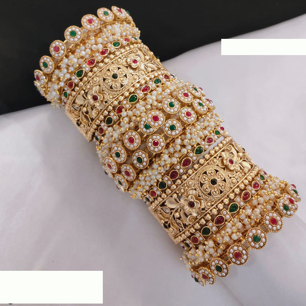 FS Collection Traditional Bridal Chura with Pota Stone and Pearl Embellishments