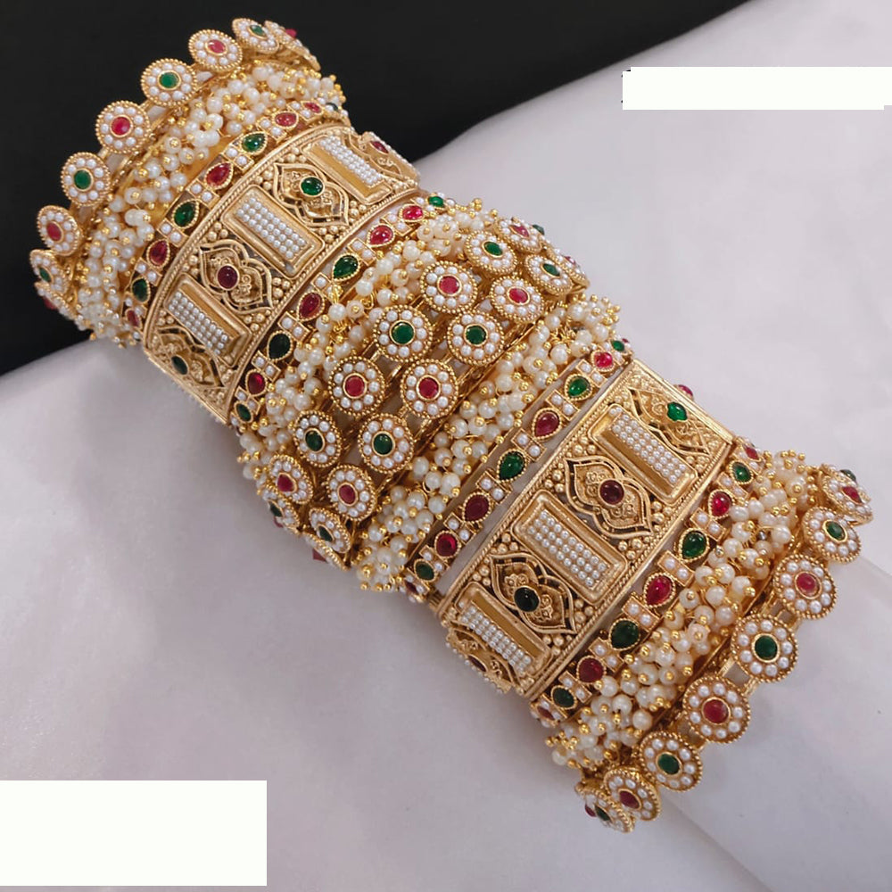 FS Collection Traditional Bridal Chura with Pota Stone and Pearl Embellishments