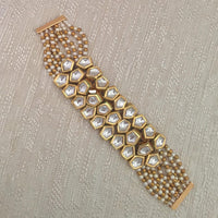 FS Collection Royal Kundan and Pearl Multi-Strand Bracelet