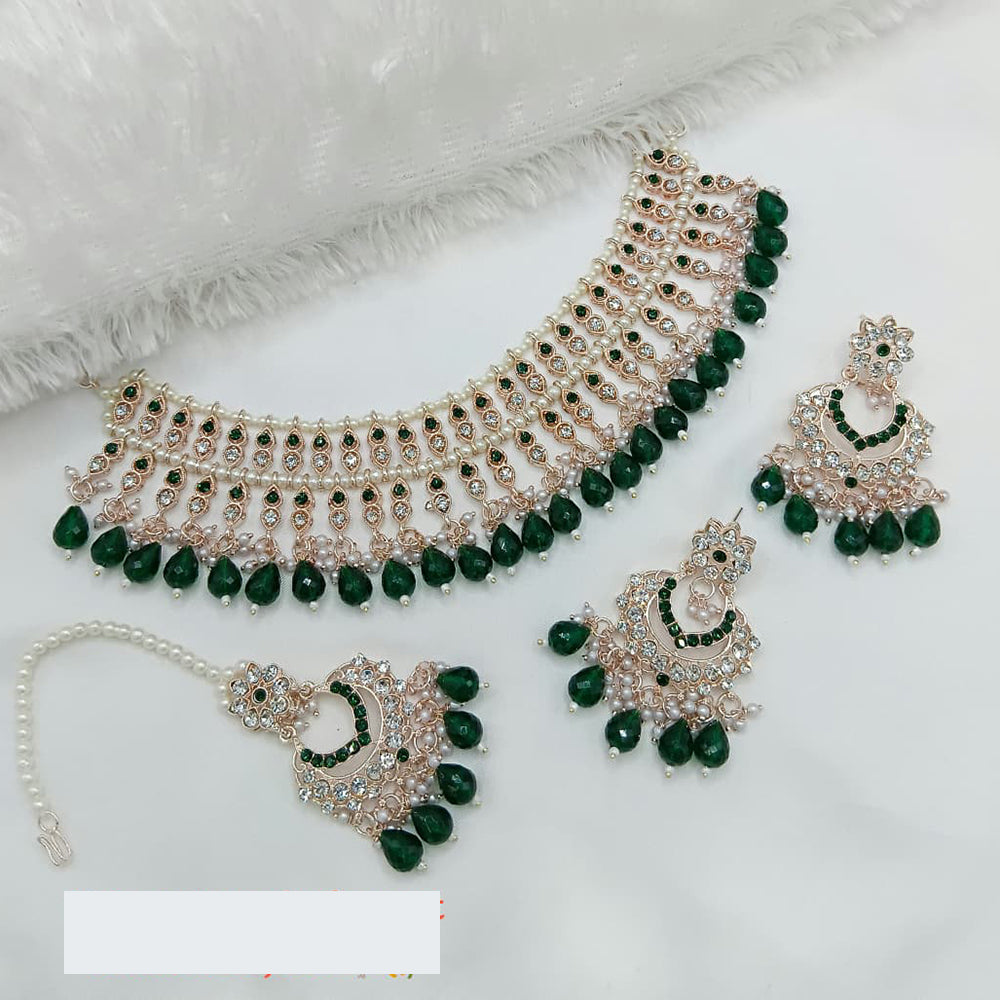 FS Collection Sparkling Austrian Stone And Beads Statement Necklace Set