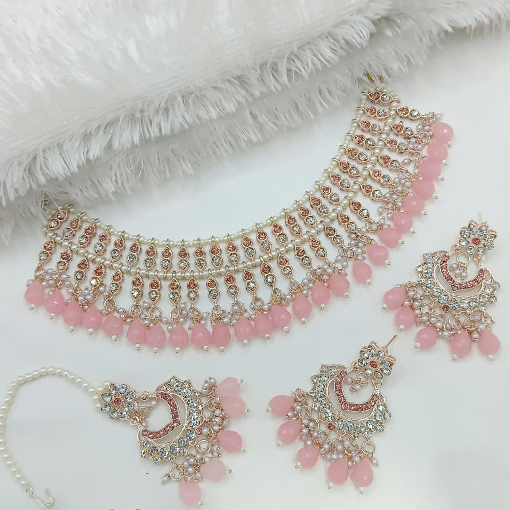 FS Collection Sparkling Austrian Stone And Beads Statement Necklace Set