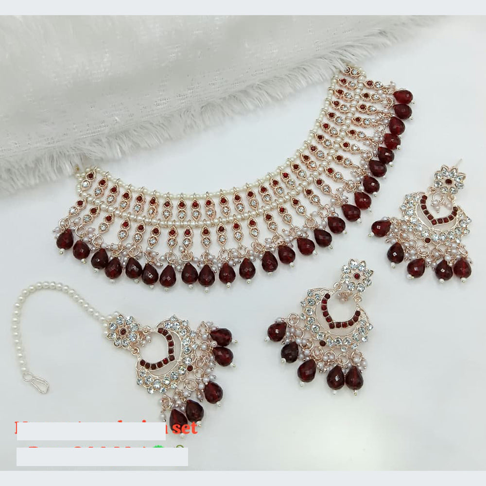 FS Collection Sparkling Austrian Stone And Beads Statement Necklace Set