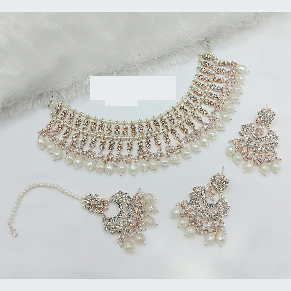 FS Collection Sparkling Austrian Stone And Beads Statement Necklace Set