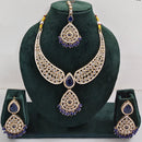 FS Collection Shimmering Crystal Stone And Pearl Necklace Set