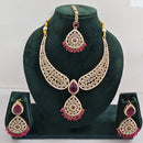 FS Collection Shimmering Crystal Stone And Pearl Necklace Set