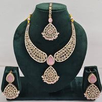 FS Collection Shimmering Crystal Stone And Pearl Necklace Set