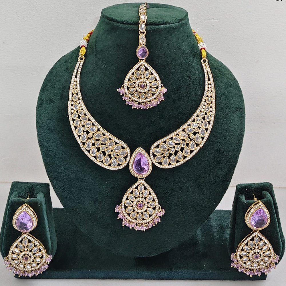 FS Collection Shimmering Crystal Stone And Pearl Necklace Set