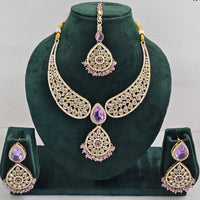 FS Collection Shimmering Crystal Stone And Pearl Necklace Set