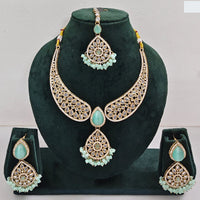 FS Collection Shimmering Crystal Stone And Pearl Necklace Set