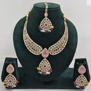 FS Collection Shimmering Crystal Stone And Pearl Necklace Set
