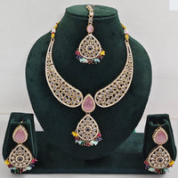 FS Collection Shimmering Crystal Stone And Pearl Necklace Set