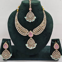 FS Collection Shimmering Crystal Stone And Pearl Necklace Set
