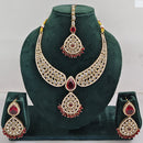 FS Collection Shimmering Crystal Stone And Pearl Necklace Set