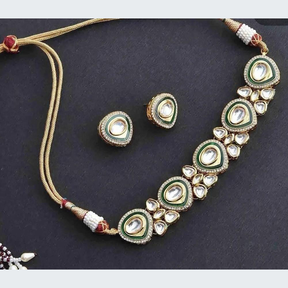 FS Collection Designer Kundan And Meenakari Choker Necklace Set