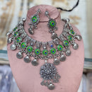 FS Collection Designer Oxidised Plated Peacock Motif Necklace Set 