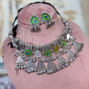 FS Collection Designer Oxidised Plated Peacock Motif Necklace Set 