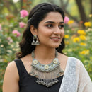 FS Collection Grand 2 Tone Kundan Stone And Pearl Necklace Set