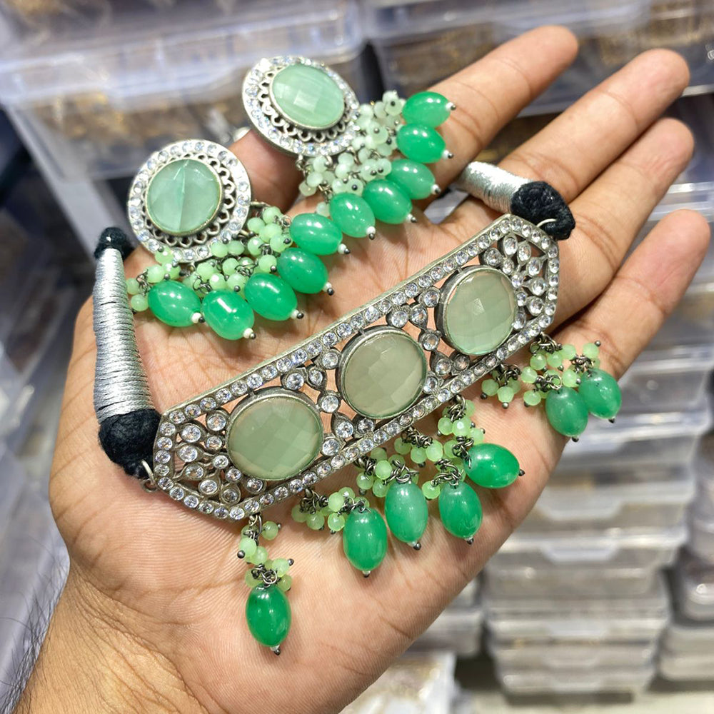 FS Collection Heritage Pota Stone And Austrian Pearl Choker Necklace Set