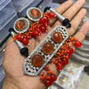 FS Collection Heritage Pota Stone And Austrian Pearl Choker Necklace Set