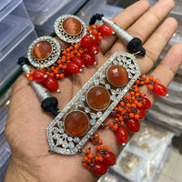FS Collection Heritage Pota Stone And Austrian Pearl Choker Necklace Set