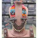 FS Collection Designer Oxidised Navratri Special Long Necklace Jewellery Set
