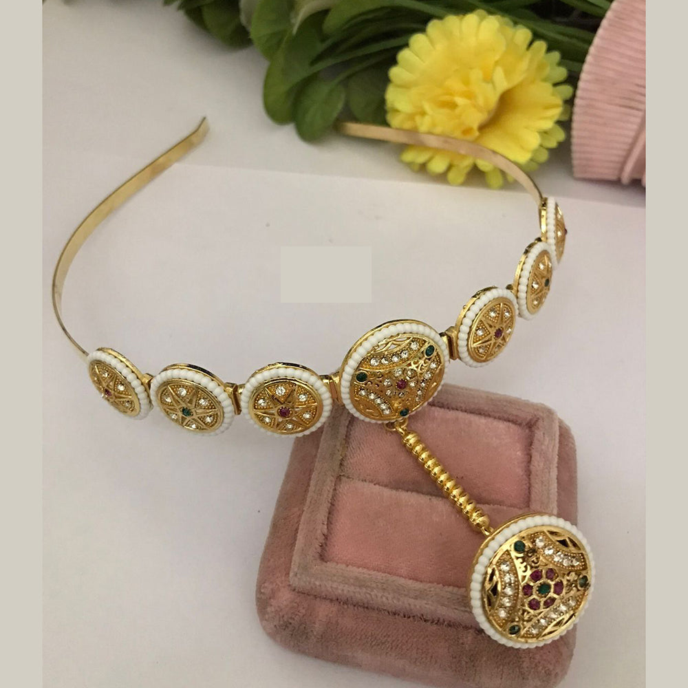 FS Collection Royal Traditional Pota Stone and Lustrous Pearl Headpiece