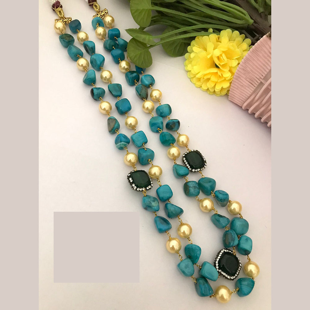 FS Collection Enthic Long Mala Necklace With Nugget Beads And Pearl