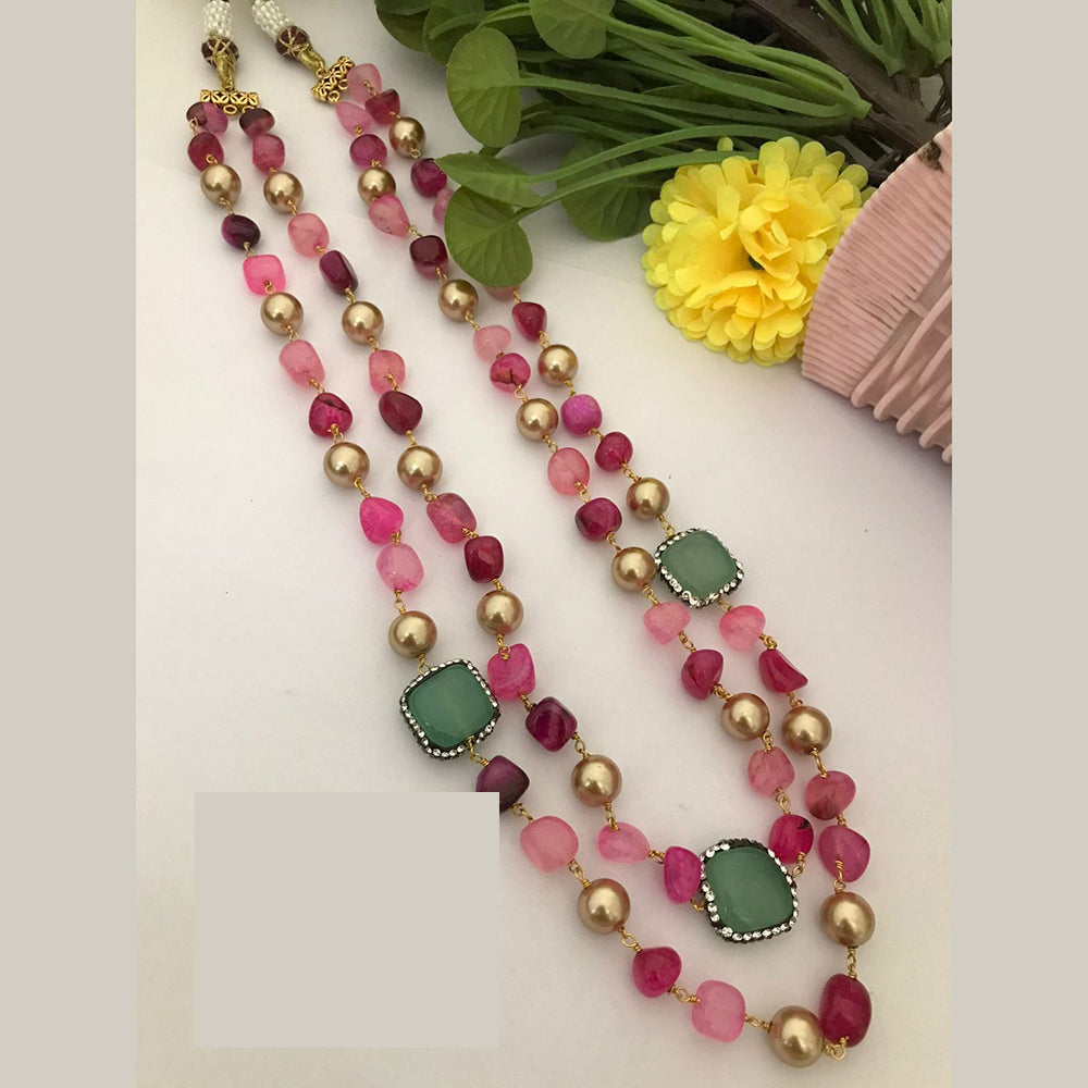FS Collection Enthic Long Mala Necklace With Nugget Beads And Pearl