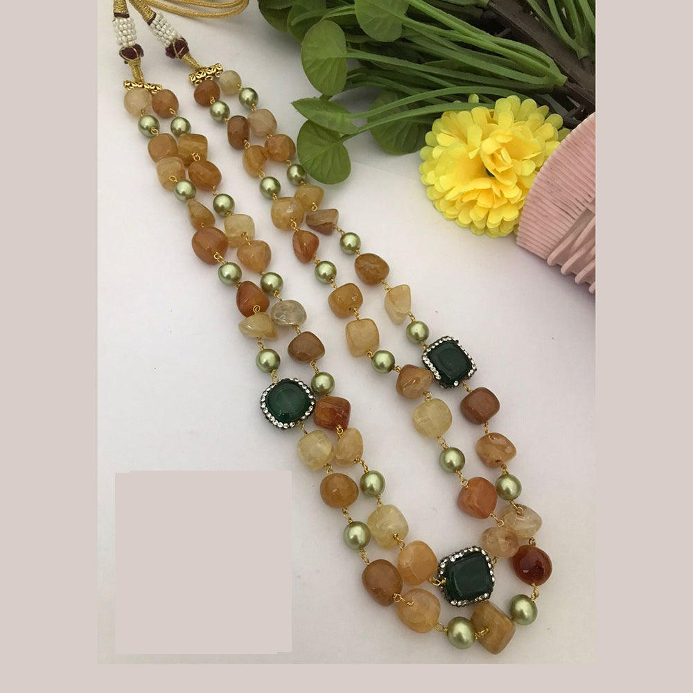FS Collection Enthic Long Mala Necklace With Nugget Beads And Pearl