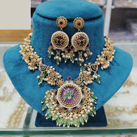 FS Collection Graceful Traditional Kundan And Pearl Necklace Set  for All Occassions