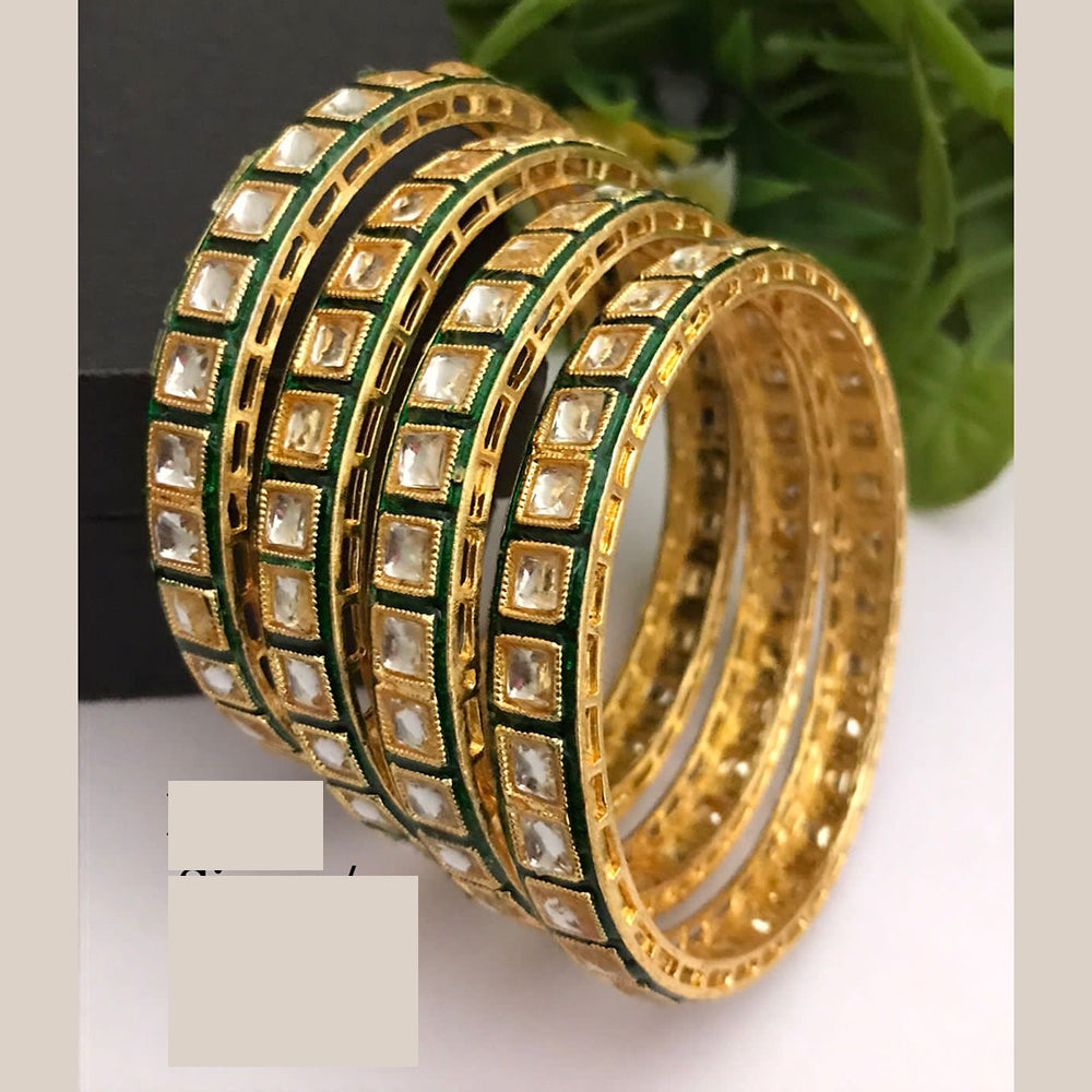 FS Collection Designer Kundan Stone Bangles Set Perfect For Wedding Wear