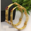 FS Collection Gold Plated Pota Stone And Pearl Bangle Set