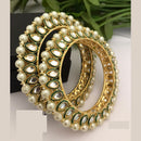 FS Collection Traditional Kundan And Pearl Kada Bangles Set For All Wedding Occassions