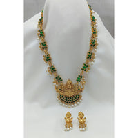FS Collection Designer Pota And Pearl Long Temple Necklace Set for Weddings 