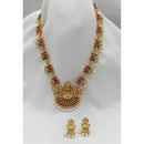 FS Collection Designer Pota And Pearl Long Temple Necklace Set for Weddings