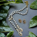 FS Collection Exquisite Polki Kundan and Pearl Long Necklace Set For Festive Occasions