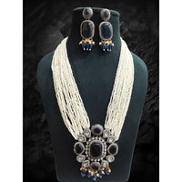 FS Collection Royal Kundan and Pearl Long Necklace Set With Intricate Pearl Mala for Special Events