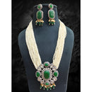 FS Collection Royal Kundan and Pearl Long Necklace Set With Intricate Pearl Mala for Special Events