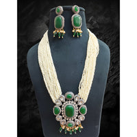 FS Collection Royal Kundan and Pearl Long Necklace Set With Intricate Pearl Mala for Special Events