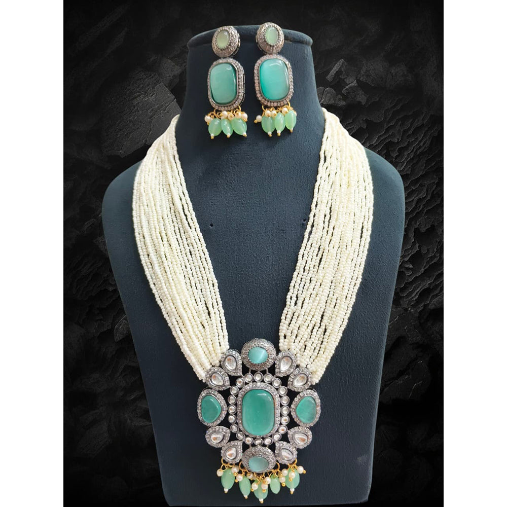 FS Collection Royal Kundan and Pearl Long Necklace Set With Intricate Pearl Mala for Special Events