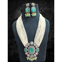 FS Collection Royal Kundan and Pearl Long Necklace Set With Intricate Pearl Mala for Special Events