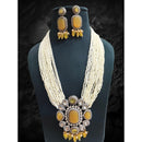 FS Collection Royal Kundan and Pearl Long Necklace Set With Intricate Pearl Mala for Special Events