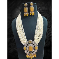FS Collection Royal Kundan and Pearl Long Necklace Set With Intricate Pearl Mala for Special Events