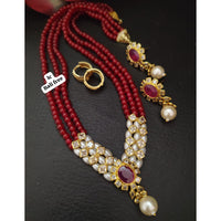 FS Collection Classic Crystal and Pearl Long Necklace with Beautiful Pearl Mala Ideal for Special Functions