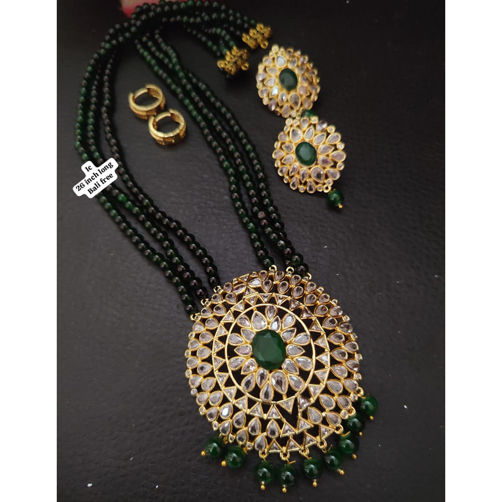FS Collection Classic Crystal and Pearl Long Necklace with Beautiful Pearl Mala Ideal for Special Functions