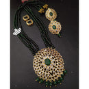 FS Collection Classic Crystal and Pearl Long Necklace with Beautiful Pearl Mala Ideal for Special Functions