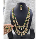 FS Collection Sparkling Kundan Double Layer Necklace Set For Wedding Wear